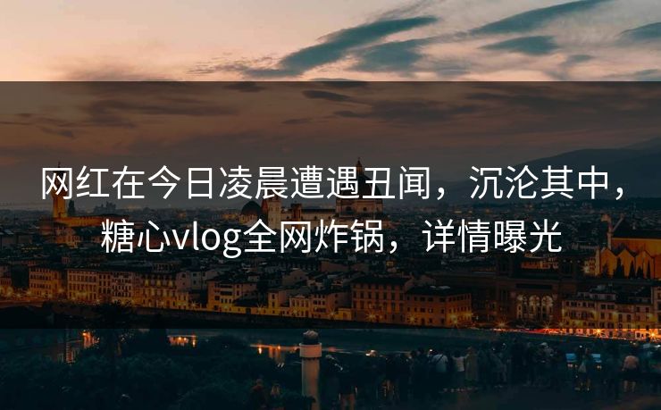 网红在今日凌晨遭遇丑闻，沉沦其中，糖心vlog全网炸锅，详情曝光