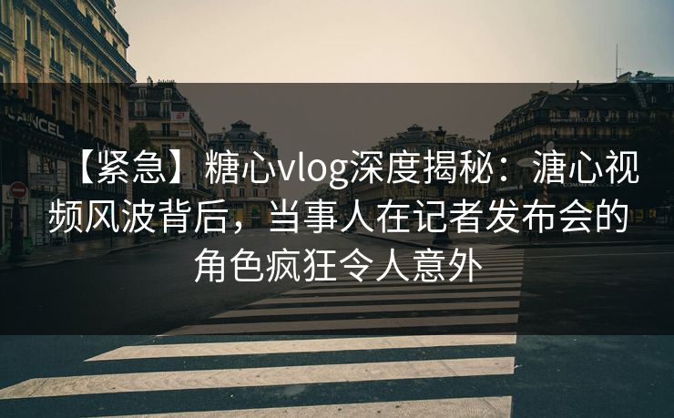 【紧急】糖心vlog深度揭秘：溏心视频风波背后，当事人在记者发布会的角色疯狂令人意外