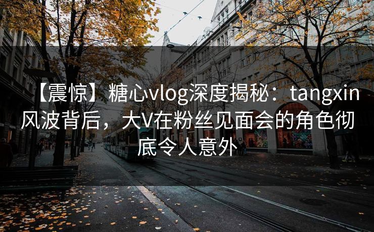 【震惊】糖心vlog深度揭秘：tangxin风波背后，大V在粉丝见面会的角色彻底令人意外