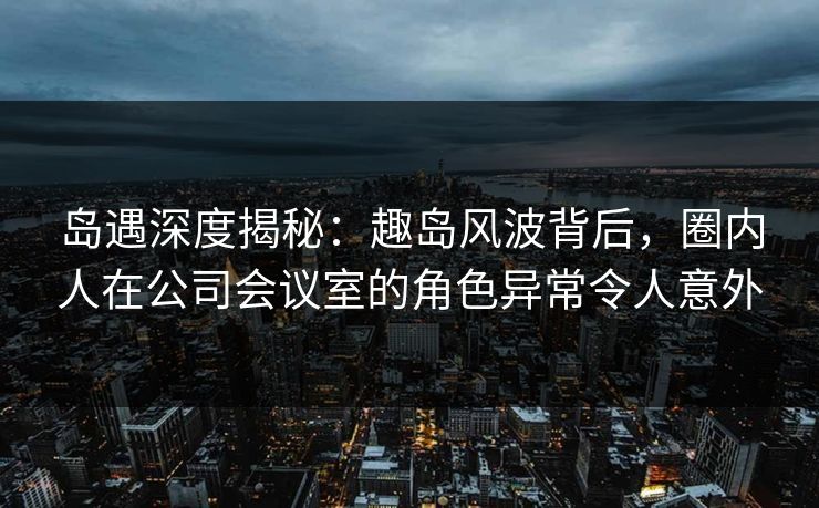 岛遇深度揭秘：趣岛风波背后，圈内人在公司会议室的角色异常令人意外