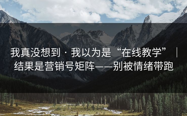 我真没想到 · 我以为是“在线教学”｜结果是营销号矩阵——别被情绪带跑